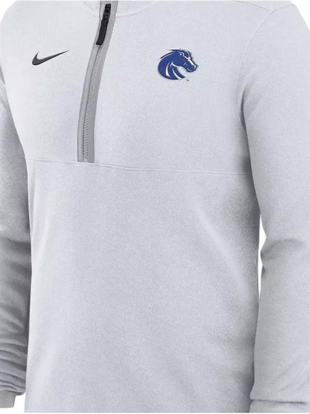 Nike Light Gray Quarter-Zip Pullover with Blue Bronco Logo